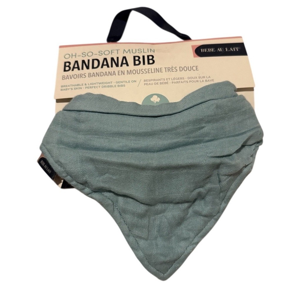 Le Bebe Bandana Bib Muslin  Lagoon Adjustable Sizing Blue